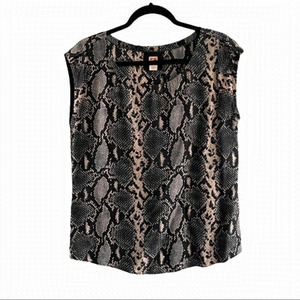 HUGO Silk Sleeveless Blouse Snake Print Black Gray 6